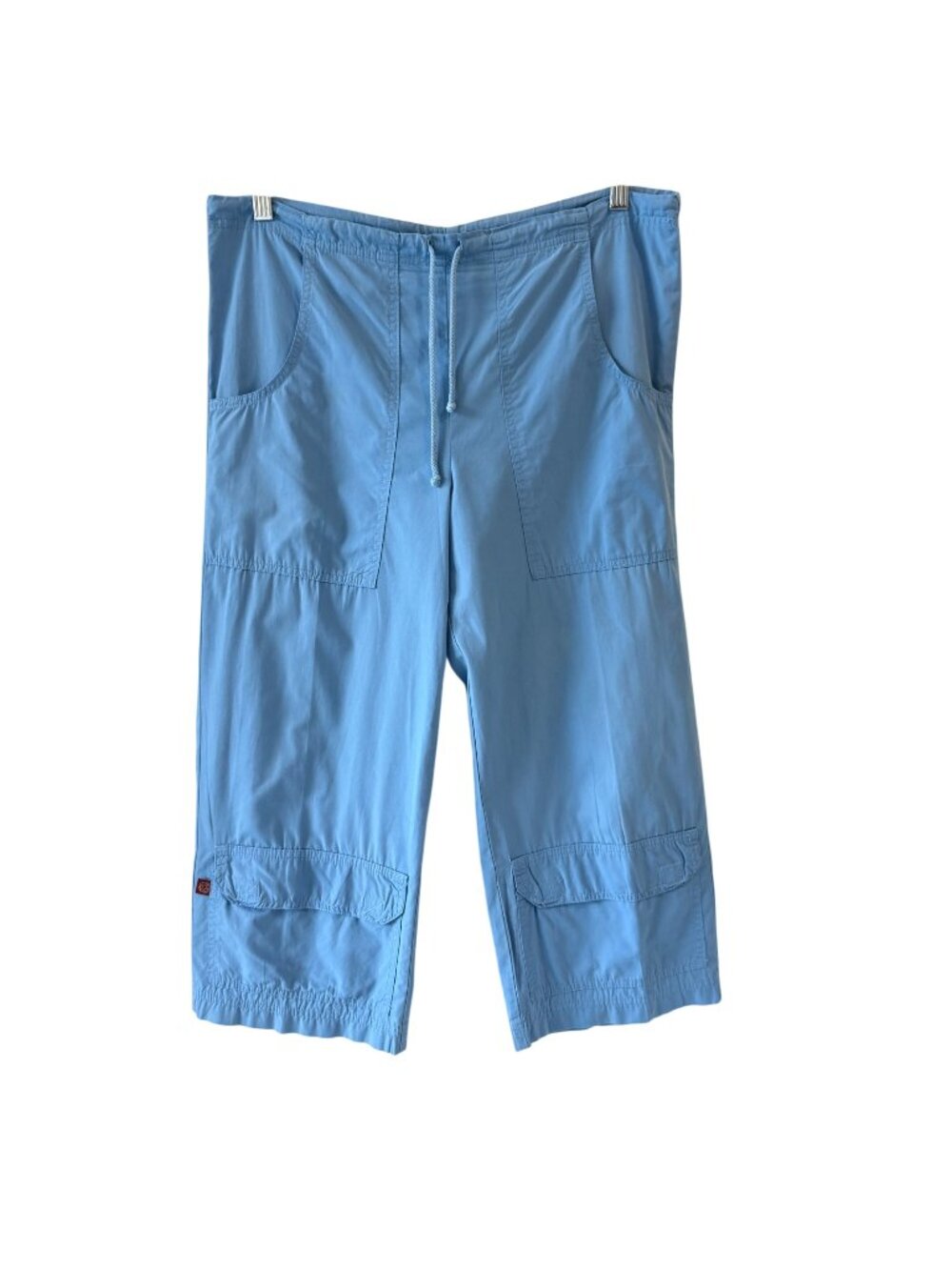 XCVI Light Blue Capri Drawstring Waist Pants Cargo Pockets Size S Lightweight